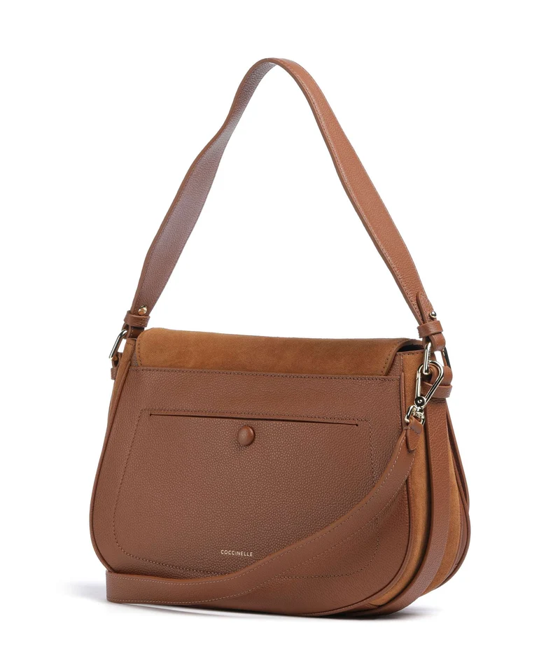 Coccinelle Mavery Suede Schultertasche cognac