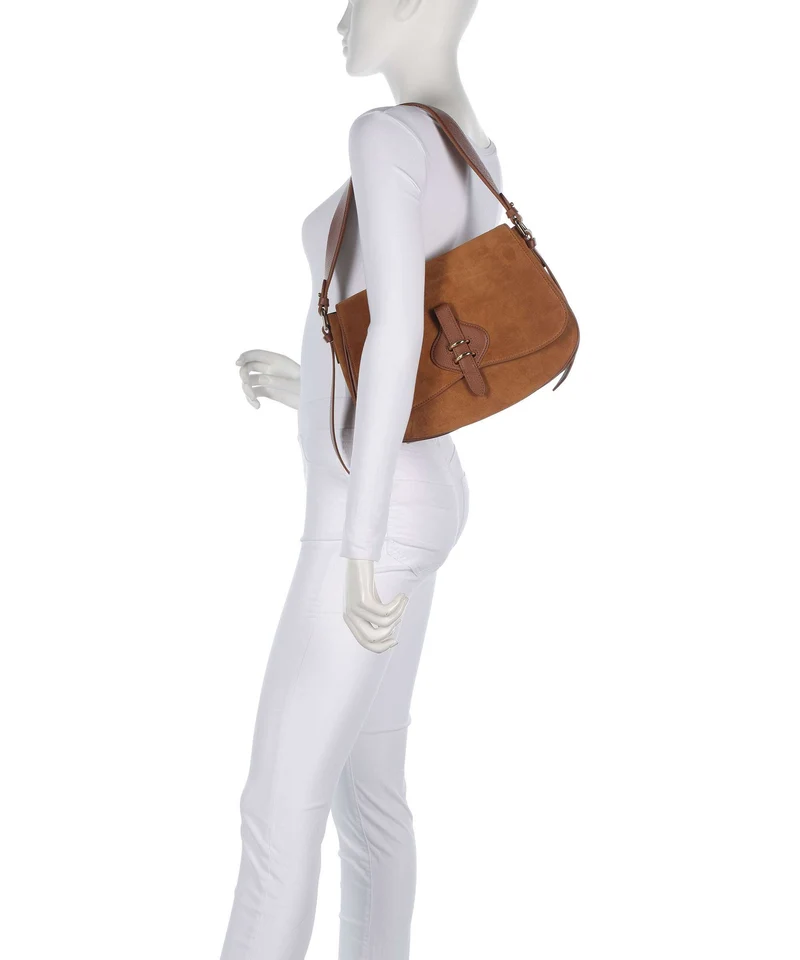 Coccinelle Mavery Suede Schultertasche cognac