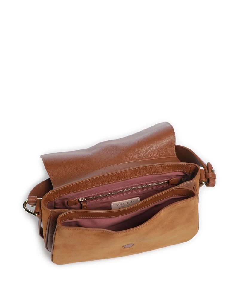 Coccinelle Mavery Suede Schultertasche cognac