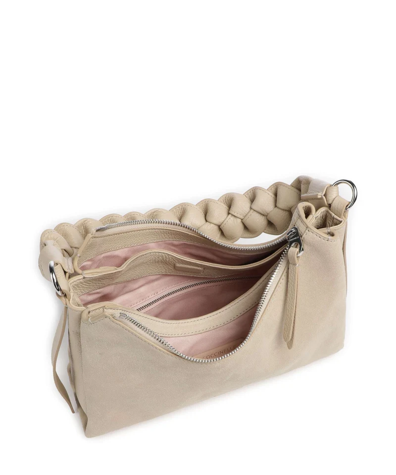 Coccinelle Boheme Suede Schultertasche sandshell