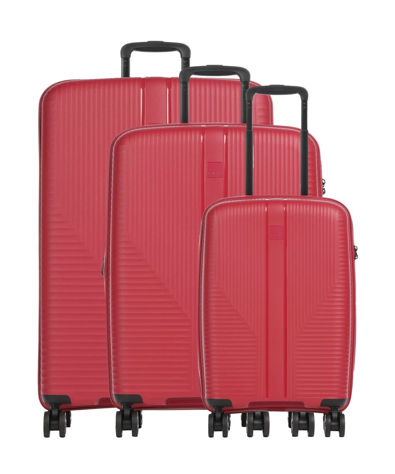 Travelite Air Stripe Slim 4-Rollen Trolley Set red