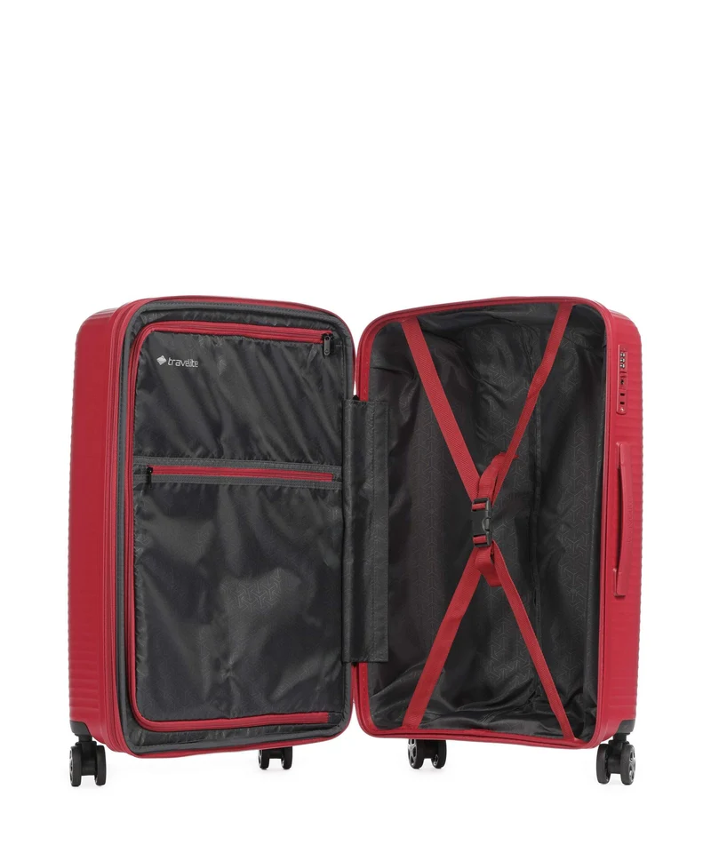 Travelite Air Stripe Slim 4-Rollen Trolley Set red