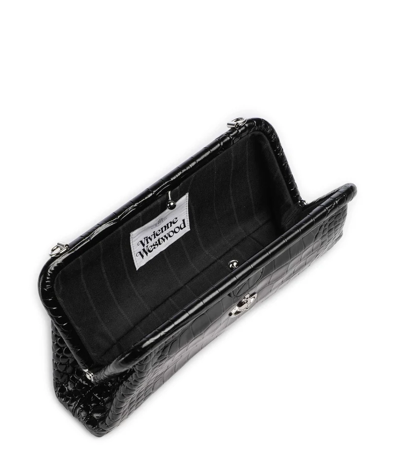 Vivienne Westwood Jane Frame Embossed Croc Schultertasche black