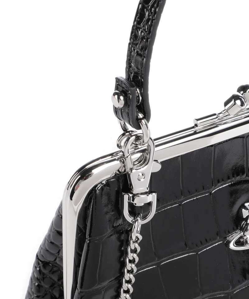 Vivienne Westwood Granny Frame Embossed Croc Handtasche black