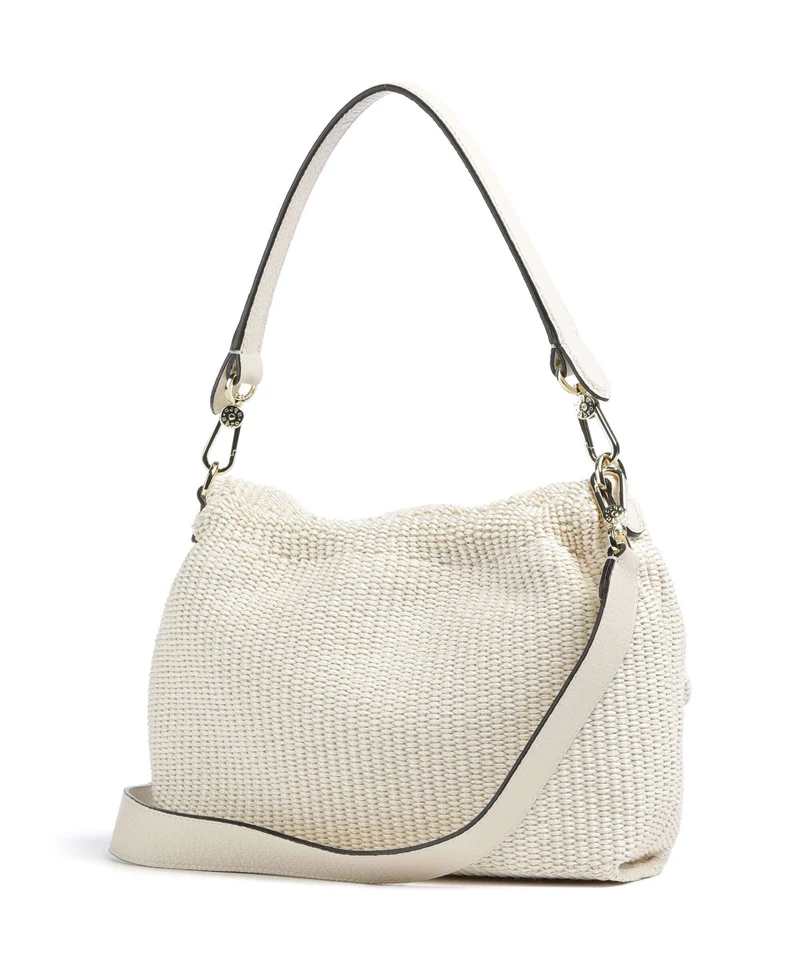 Abro Raffia Classica Temi Medium Schultertasche beige