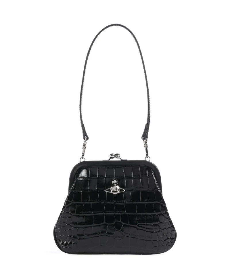 Vivienne Westwood Vivienne Embossed Croc Schultertasche black