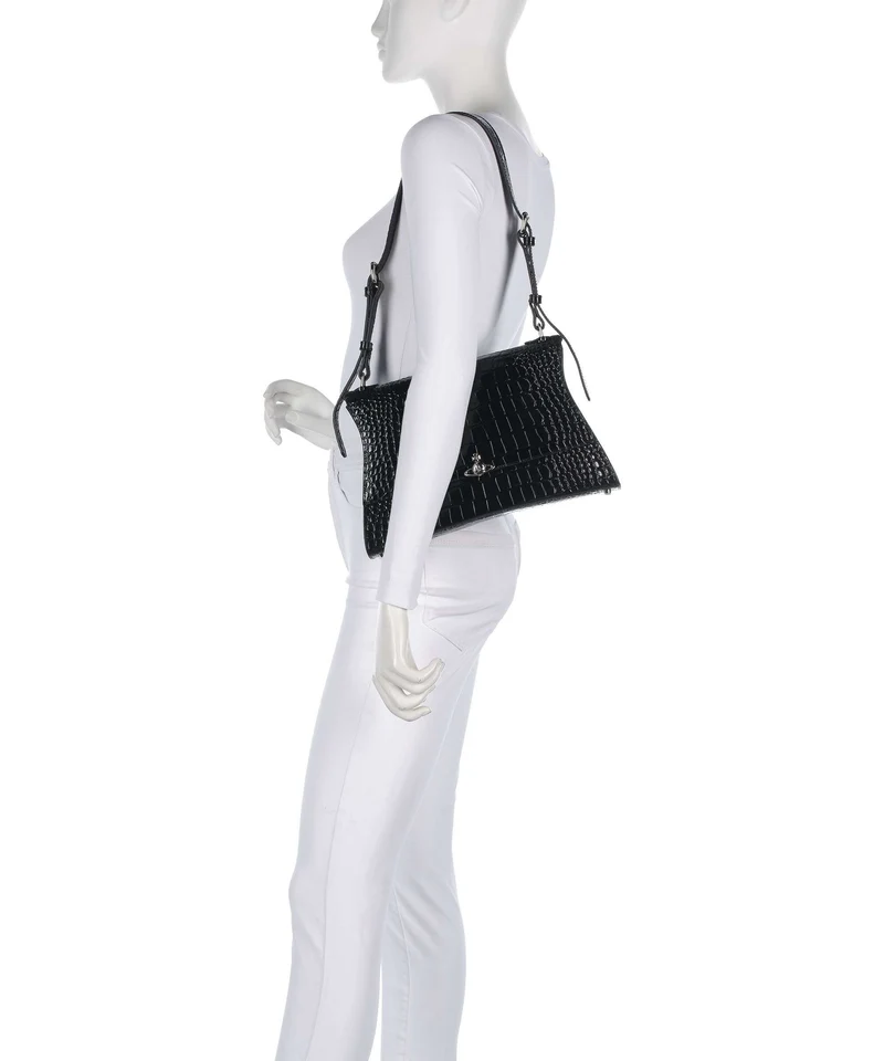Vivienne Westwood Bianca Embossed Croc M Schultertasche black