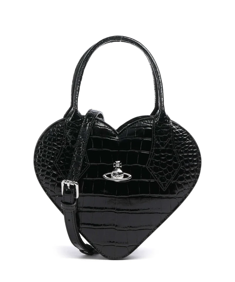 Vivienne Westwood Josephine Heart Embossed Croc Handtasche black