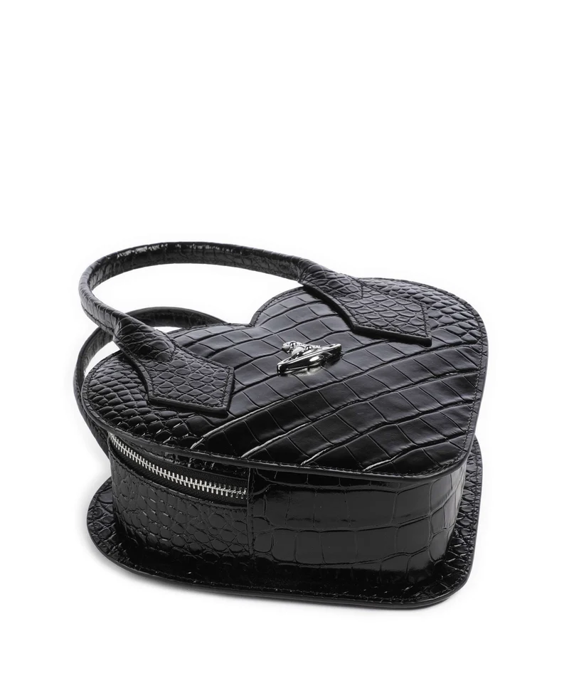 Vivienne Westwood Josephine Heart Embossed Croc Handtasche black