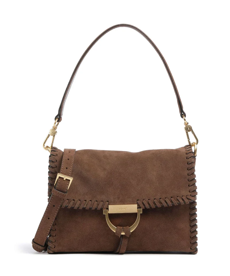 Abro Suede Temi Stitch Schultertasche wood