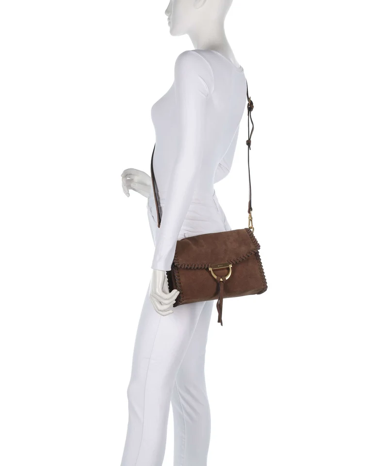Abro Suede Temi Stitch Schultertasche wood