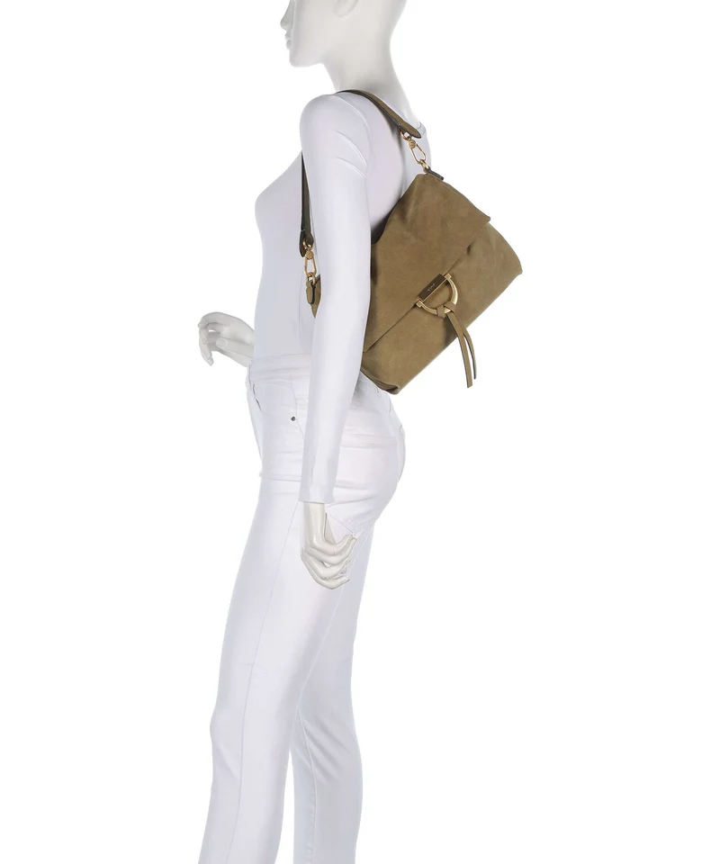Abro Suede Temi Medium Schultertasche mud