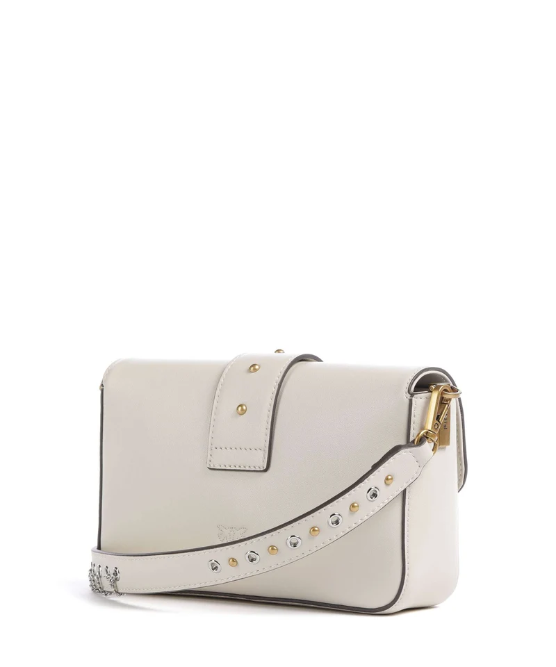 Pinko Love One Mini Slouchy Charms Umhängetasche bianco seta/antique gold