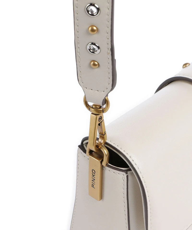 Pinko Love One Mini Slouchy Charms Umhängetasche bianco seta/antique gold