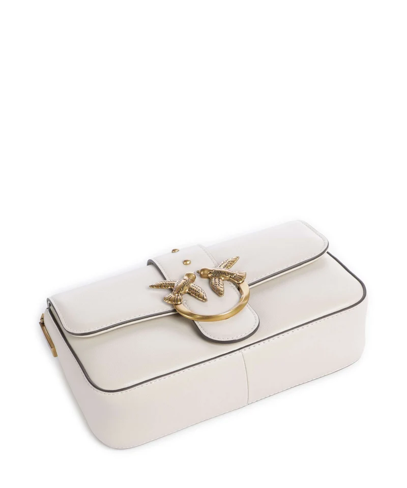 Pinko Love One Mini Slouchy Charms Umhängetasche bianco seta/antique gold