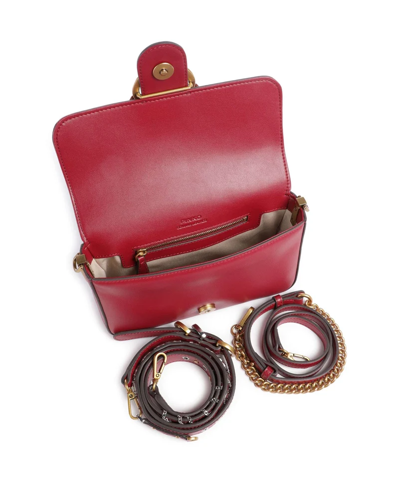 Pinko Love One Mini Slouchy Charms Umhängetasche rosso lampone/antique gold