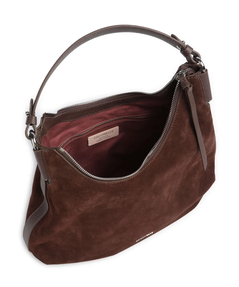 Coccinelle Rebekka Suede Beuteltasche brunette