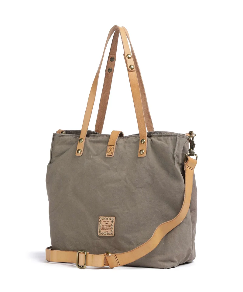 Campomaggi Shopper verde militare/naturale/albicocca
