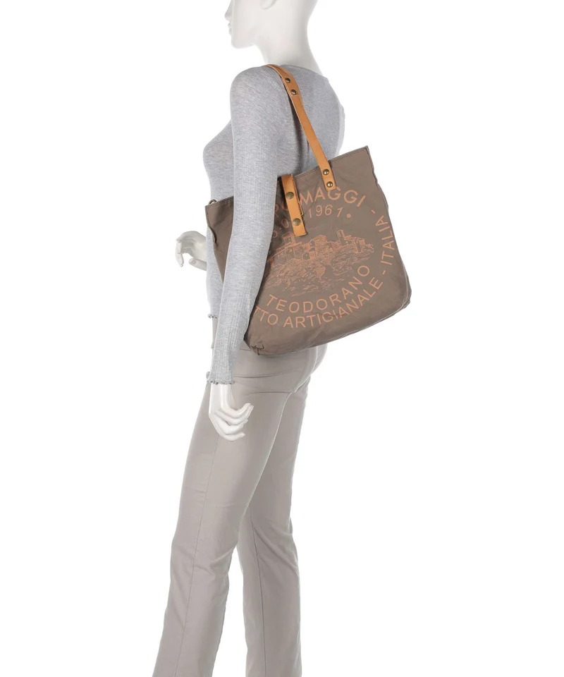 Campomaggi Shopper verde militare/naturale/albicocca