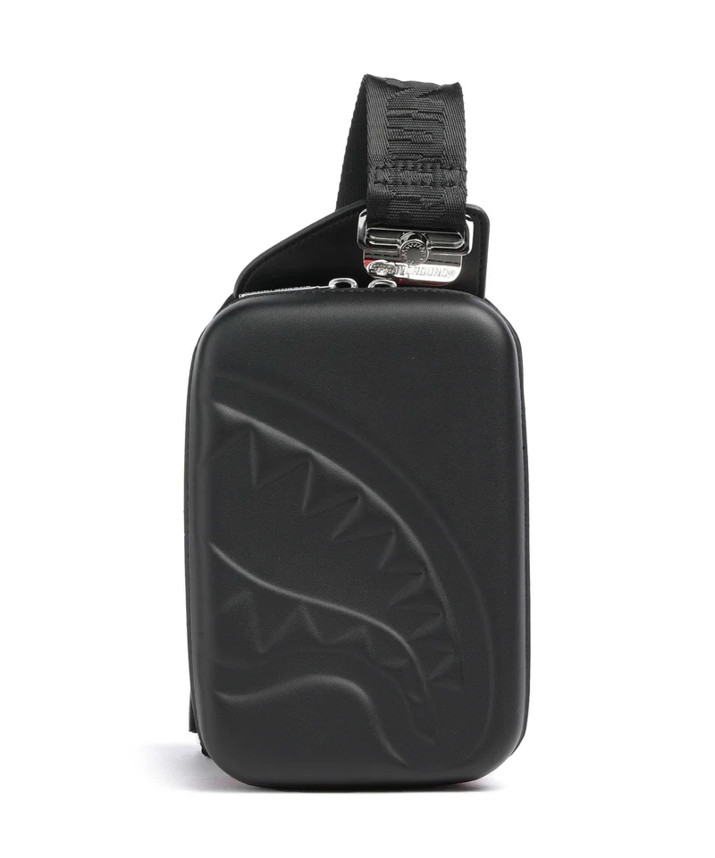 Sprayground Printed Zipper Shark Slingbag black