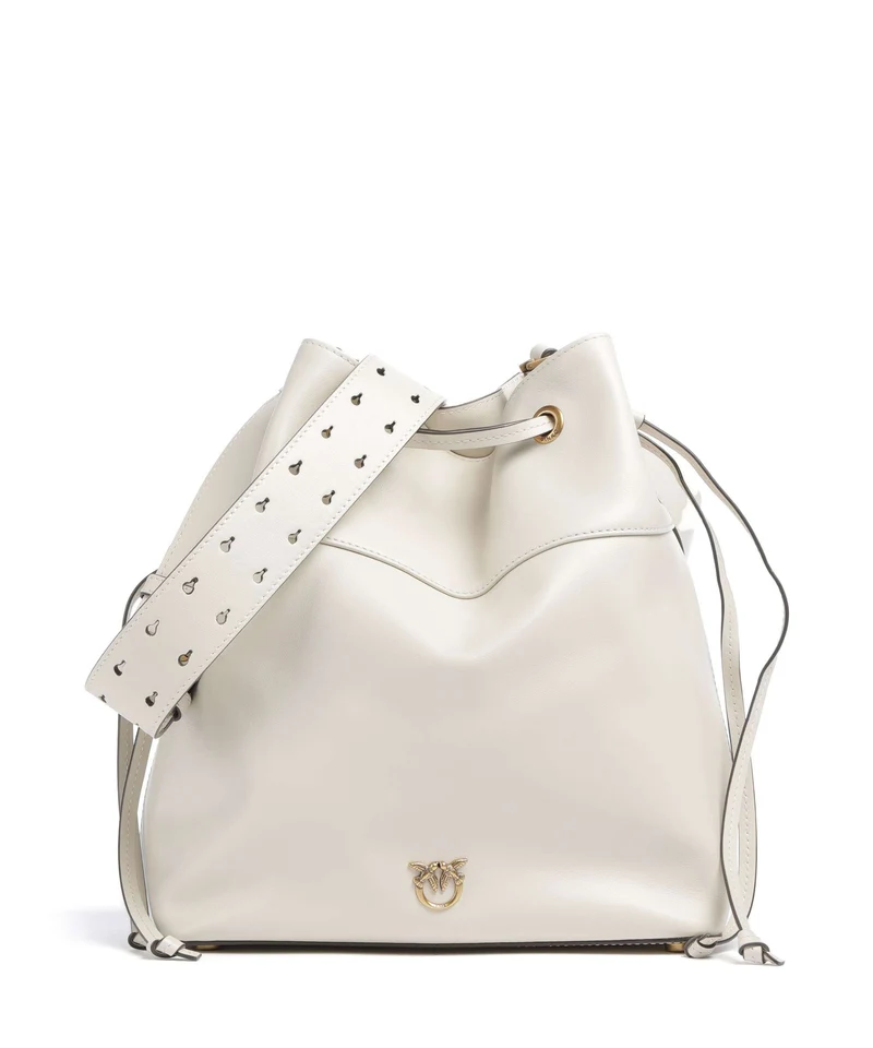 Pinko Secchiello Classic Bucket Handtasche bianco seta/antique gold