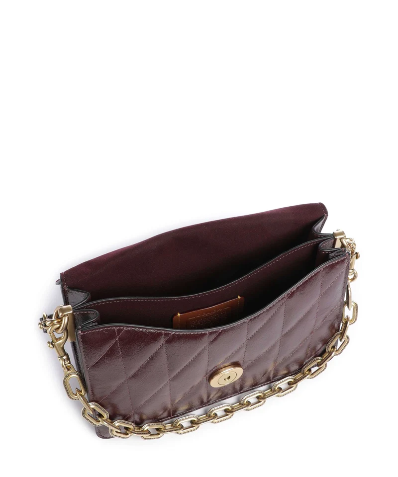Coach Tabby Quilted Glazed Schultertasche black currant