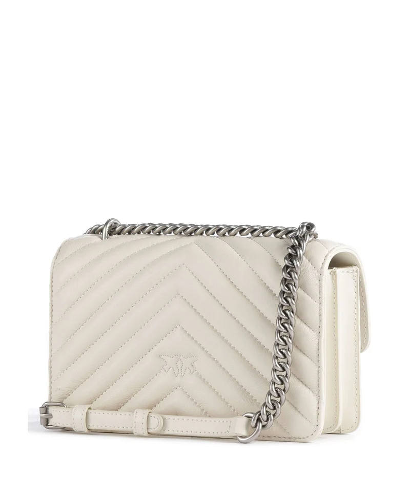 Pinko Love One Mini Schultertasche bianco seta/old silver