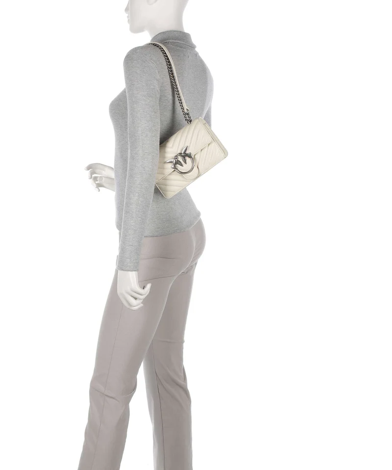 Pinko Love One Mini Schultertasche bianco seta/old silver