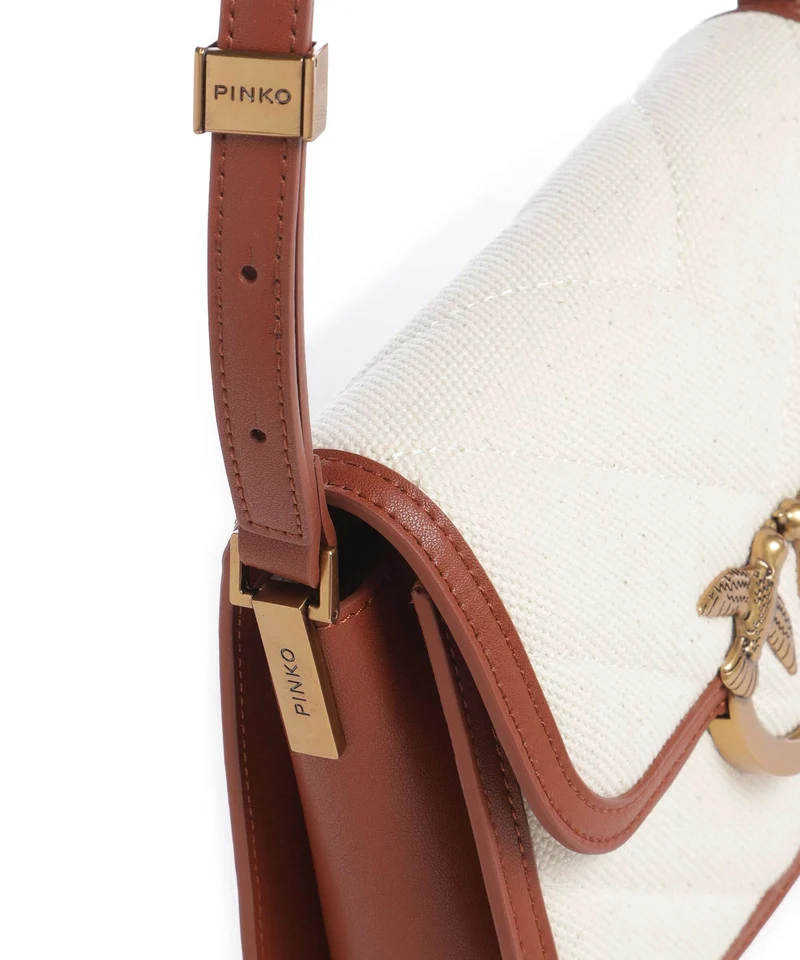 Pinko Love Box Mini Umhängetasche beige/marrone/antique gold