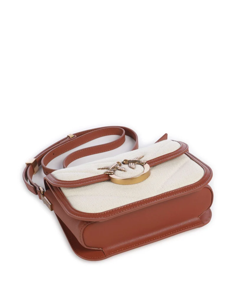 Pinko Love Box Mini Umhängetasche beige/marrone/antique gold