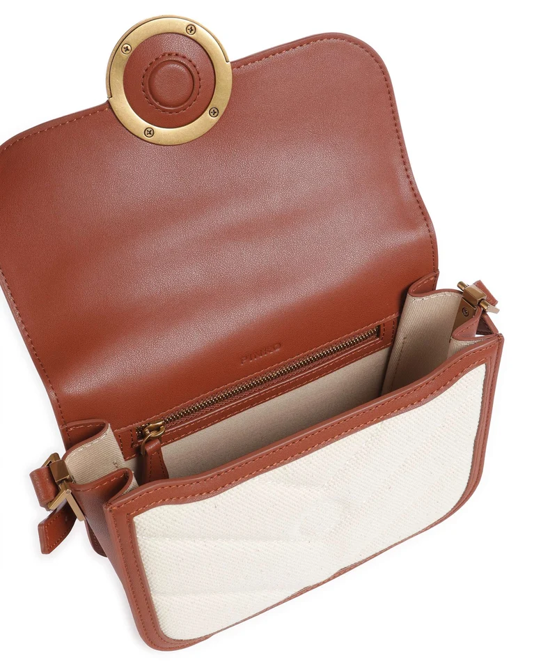 Pinko Love Box Mini Umhängetasche beige/marrone/antique gold