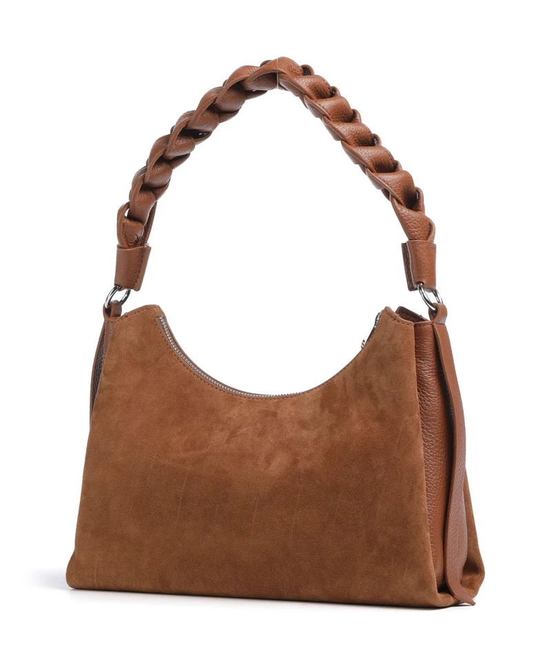 Coccinelle Boheme Suede Schultertasche cognac