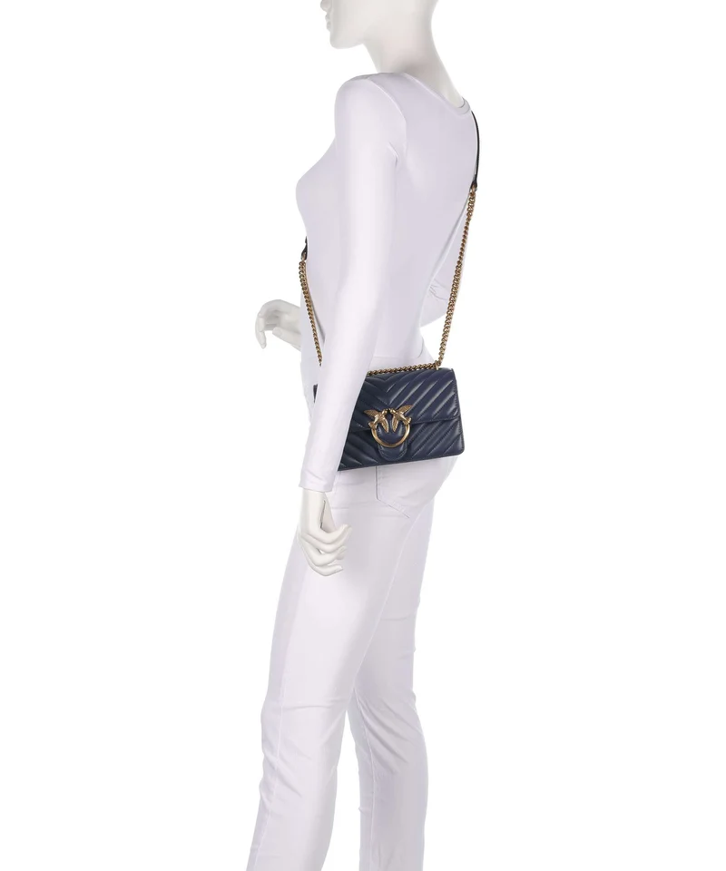 Pinko Love One Mini Schultertasche blu indaco ombroso/antique gold