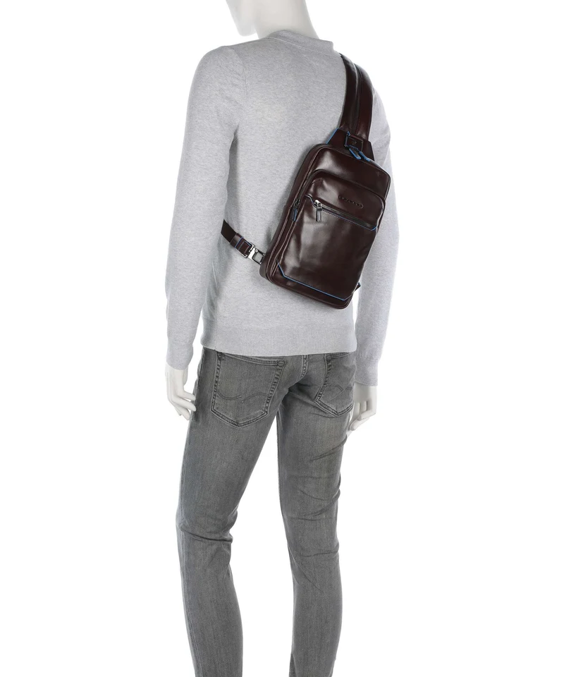 Piquadro Blue Square Slingbag mogano