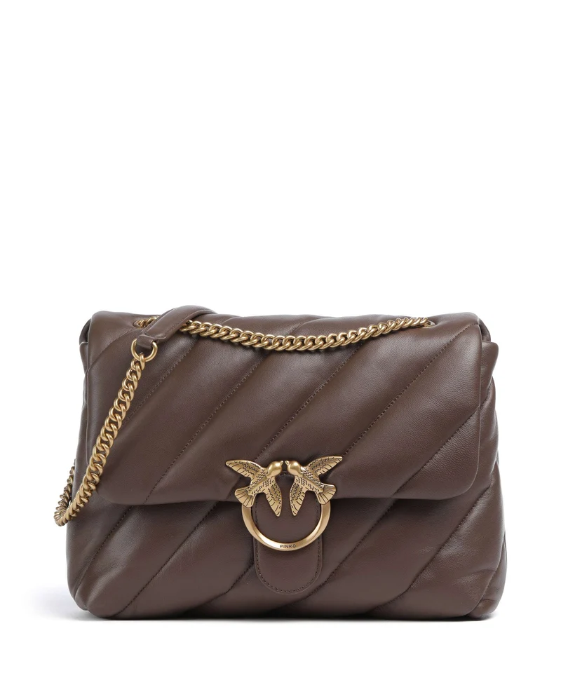 Pinko Love Puff Big Schultertasche marrone castano/antique gold