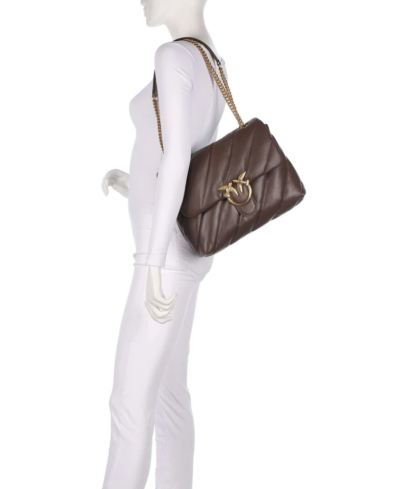 Pinko Love Puff Big Schultertasche marrone castano/antique gold