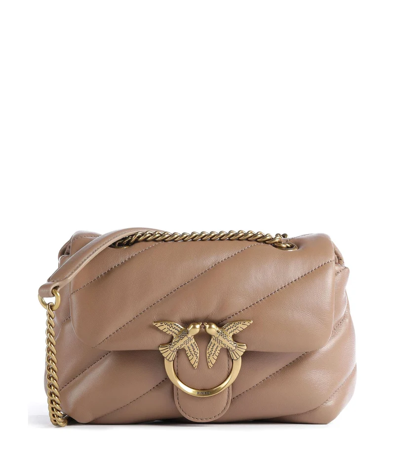 Pinko Love Puff Mini Schultertasche biscotto zenzero/antique gold