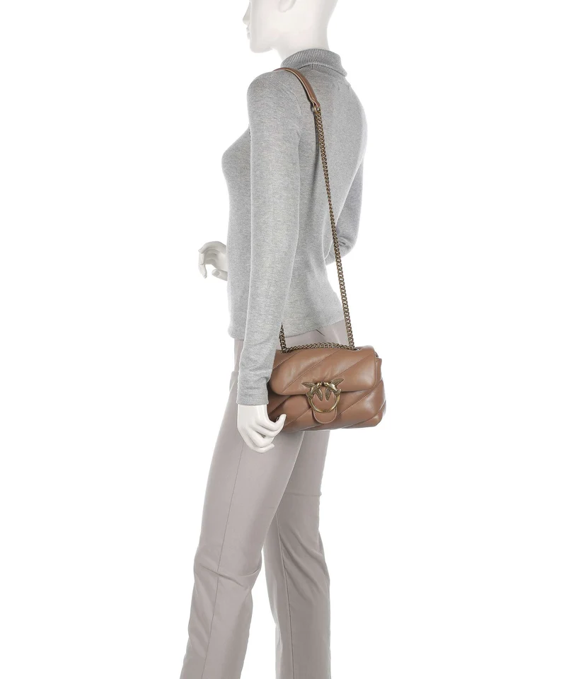 Pinko Love Puff Mini Schultertasche biscotto zenzero/antique gold