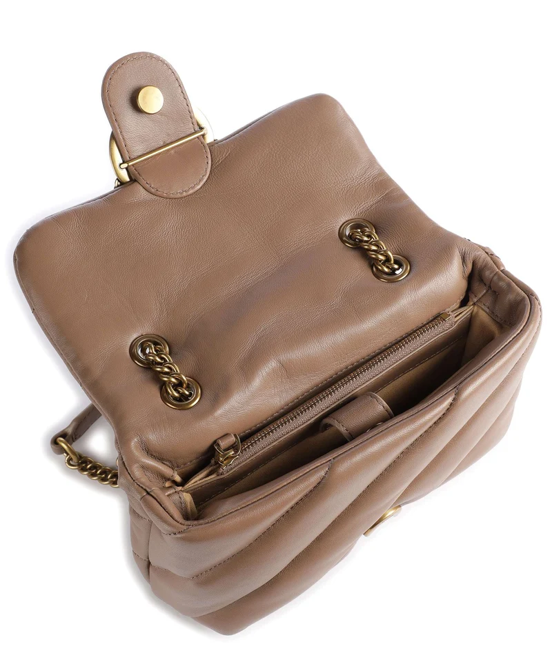 Pinko Love Puff Mini Schultertasche biscotto zenzero/antique gold
