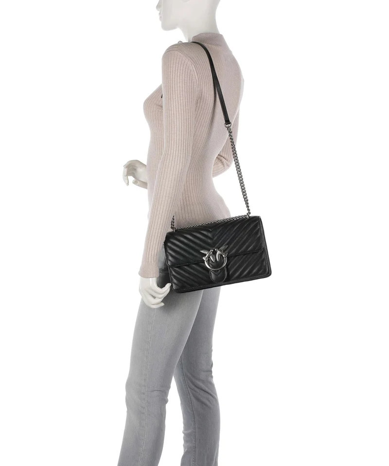 Pinko Love One Classic Schultertasche nero/old silver