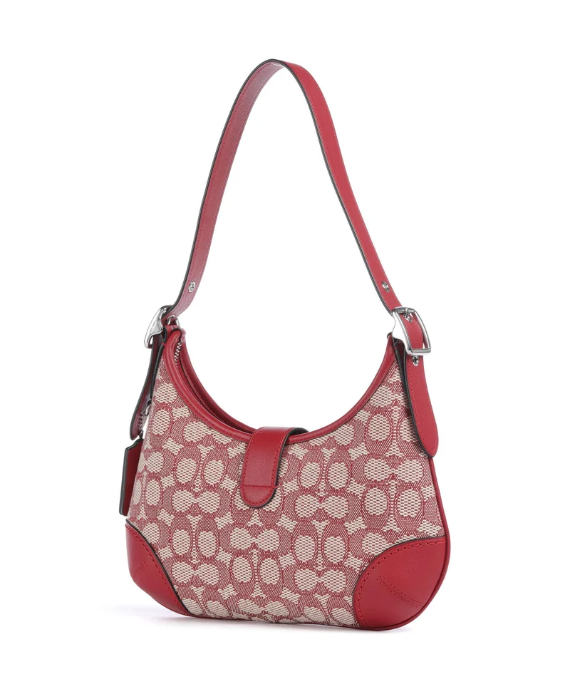 Coach Hamptons Signature Jacquard Schultertasche ruby/ivory