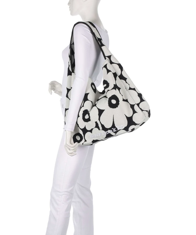 Marimekko Knitted Unikko Beuteltasche black/offwhite