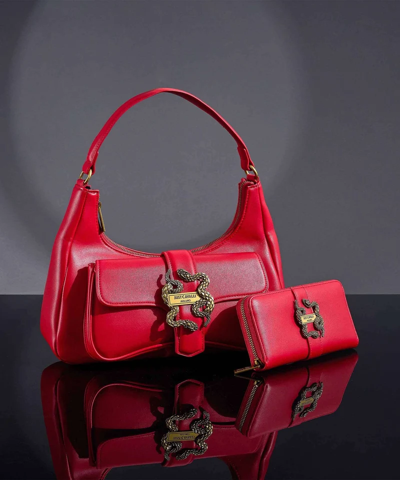 Just Cavalli Iconic Snakes Schultertasche tango red