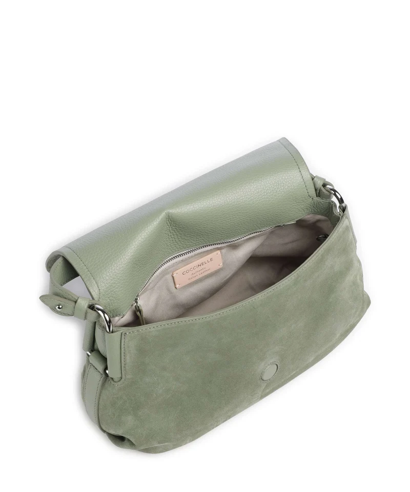 Coccinelle Rebekka Suede Schultertasche greenery