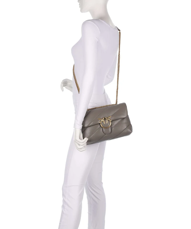 Pinko Love Puff Classic Schultertasche grigio asfalto/antique gold