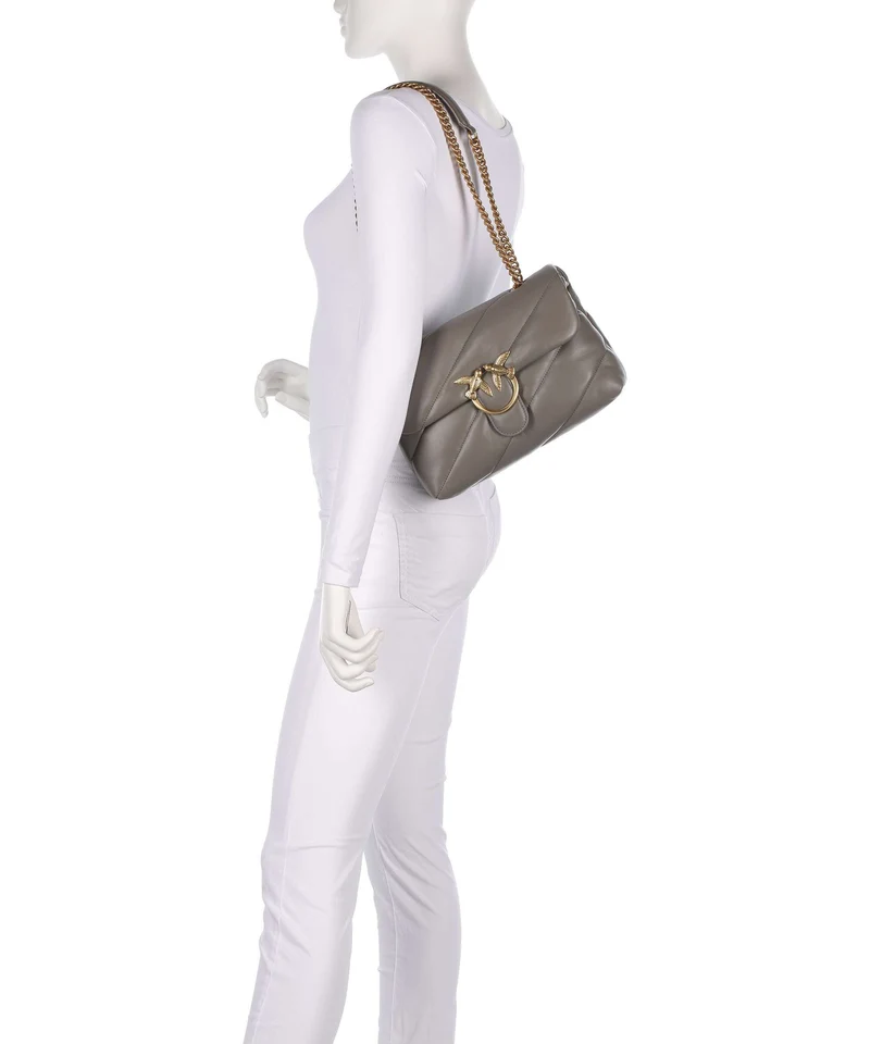 Pinko Love Puff Classic Schultertasche grigio asfalto/antique gold