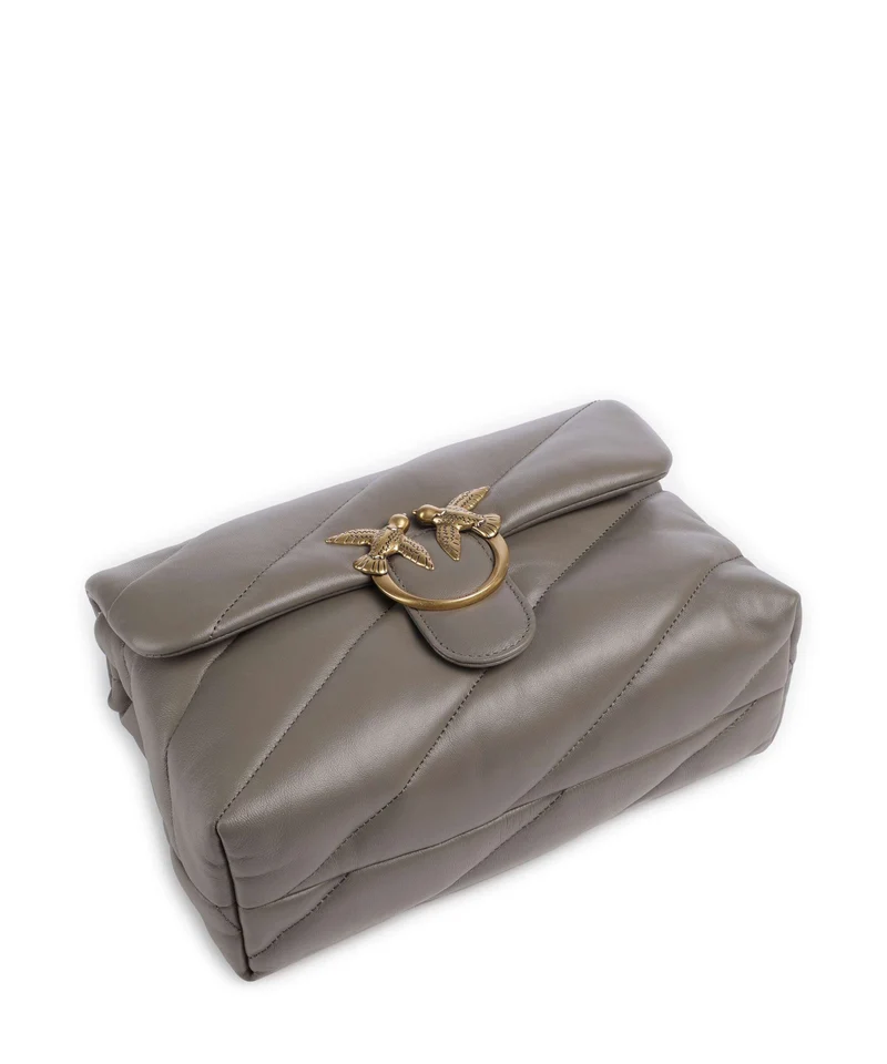 Pinko Love Puff Classic Schultertasche grigio asfalto/antique gold