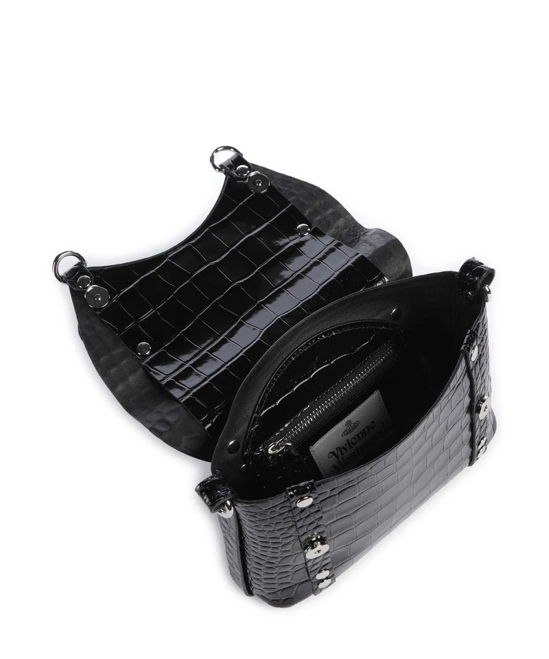 Vivienne Westwood Kim Embossed Croc Umhängetasche black