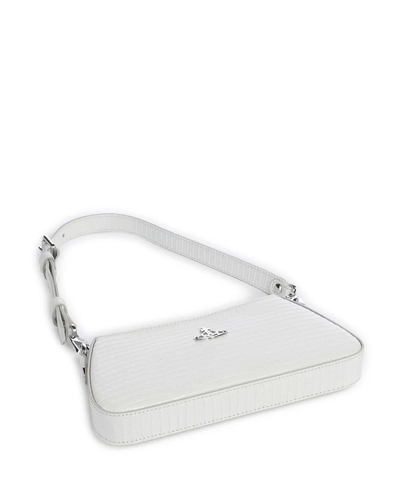 Vivienne Westwood Tasha Embossed Croc Mini Schultertasche white