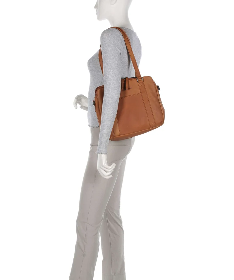 The Chesterfield Brand Wax Pull Up Cow Porlezza Schultertasche cognac